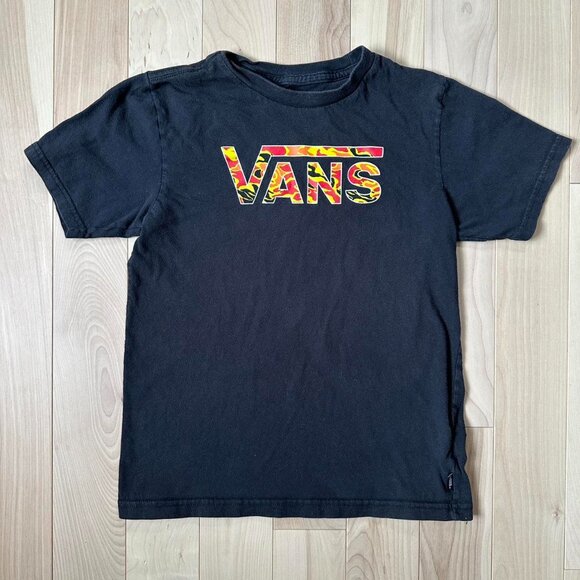 Vans Flame Logo Tee – Black Fitted T-Shirt - Picture 2 of 8